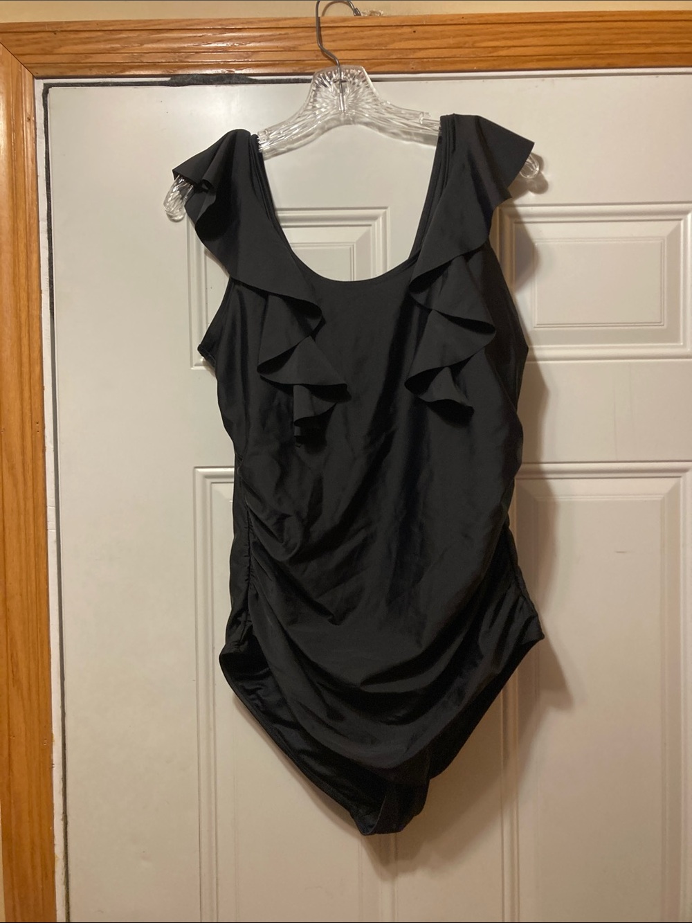 Black‎ Ruffle One-Piece Swimsuit XL